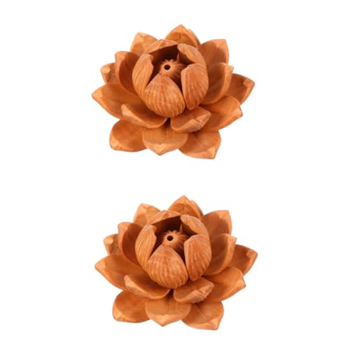 Zerodeko 2St Lotus-Ornament Tischdeko aus Holz Blumen-Wanddekoration Wohnkultur Lotus-Dekor von Zerodeko
