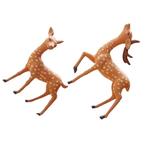 Zerodeko 2St Sikahirsch-Ornament ausgestopft kleine Hirschspielzeuge Miniatur-Rentier REH Animal Figures bescherung Weihnachten Mikrolandschaftsornamente tierische Verzierungen PVC Brown von Zerodeko