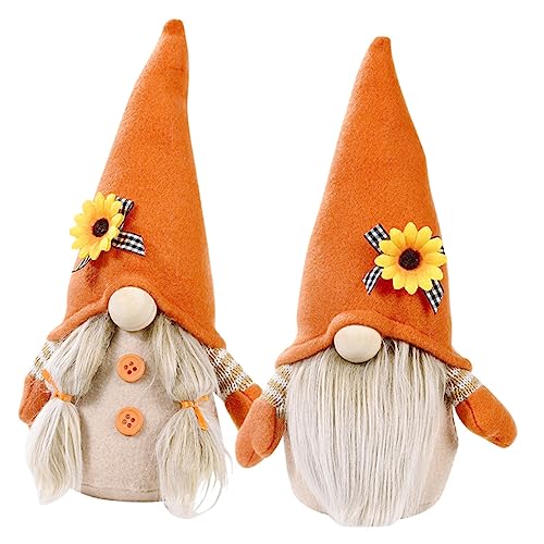 Zerodeko 2pcs Ornamente Herbstzwerge Plüschpuppe Zwerge Gartendekoration Puppendekor Herbstliche Kaminsims-Dekoration Hasenzwerg Im Freien Lustiger Gnom Plüschtier Figur Stoff von Zerodeko