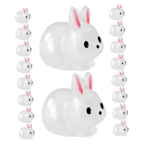 Zerodeko 30pcs Mini Ornament Harz Handwerk Bunny Statue Glow Dark Lebensechte Miniatur Garten Tier Figuren von Zerodeko
