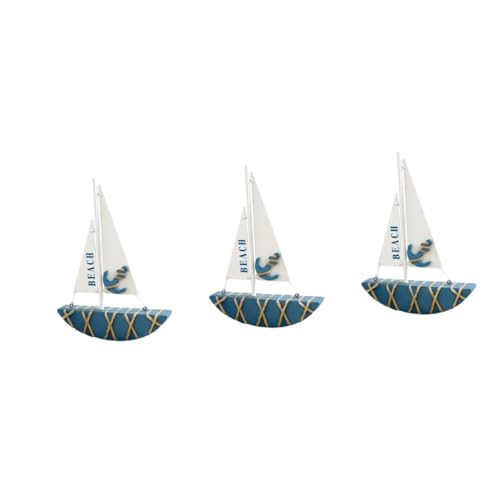 Zerodeko 3St Segeldekoration Vintage Segelbootkunst Vintage Wohnkultur Tischminiaturen Ornament Tischbootverzierung Segelboot-Dekor Schreibtisch Dekorationen schmücken Holz von Zerodeko