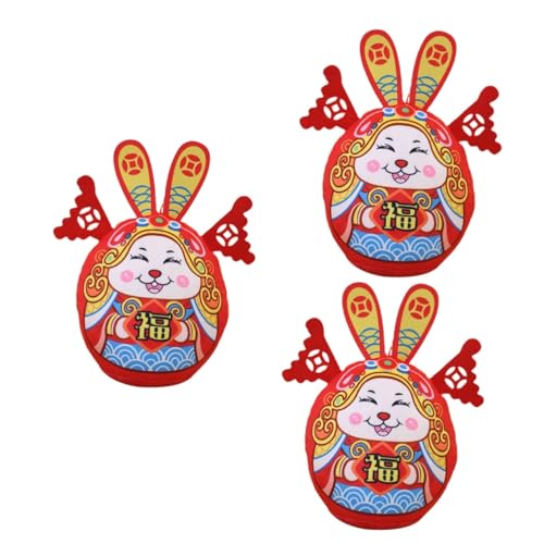 Zerodeko 3St Jahr des Kaninchen-Plüschtiers chinesisch neu hängende Hasenpuppen Spielzeuge Dekor Jahr der Hasen-Maskottchen-Puppe gefüllte Hasenpuppe Schreibtisch schmücken Mondkalender von Zerodeko
