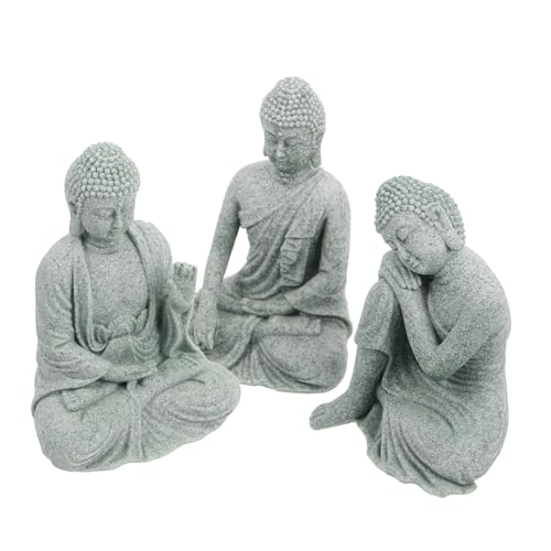 Zerodeko Handgeschnitzte Buddha-statuen Aus Sandstein Zen-buddhistisches Für Zuhause Büro Meditation Garten Symbolik Für Reichtum Und Glück von Zerodeko