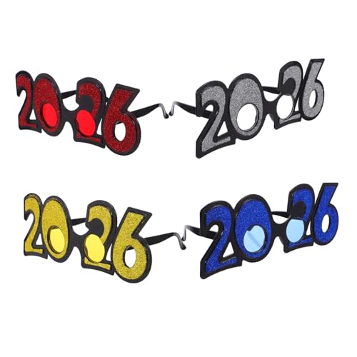 Zerodeko 4 Partybrillen Aus Kunststoff: Abschlussbrille 2026 – Neuartige Brillenform Für Silvester, Geburtstage Und Feiertage – Lustige Sonnenbrille von Zerodeko