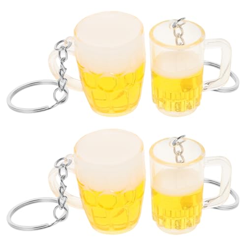 Zerodeko 4 Stück Bier Schlüsselanhänger Kreative Mini Bierbecher Anhänger für Rucksack Taschenschmuck Imitation Lebensmittel Schlüsselanhänger für Bierliebhaber von Zerodeko
