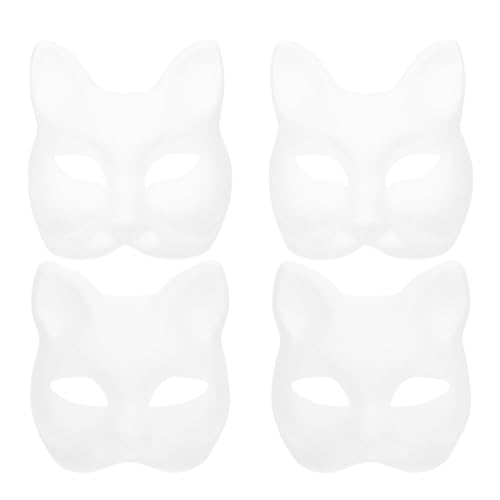 Zerodeko 4 Stück Fuchs-Maske Leere Papiermaske Diy-Tier Unbemalt Bastelmaske Für Cosplay-Partys Maskerade Kostümzubehör (Weiß) von Zerodeko