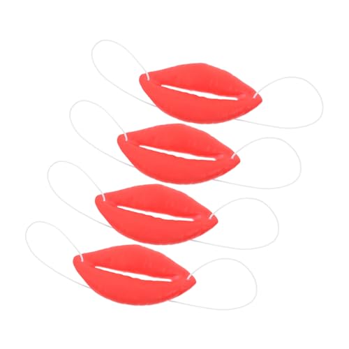 Zerodeko 4 Stück Teiliges Halloween Mund mit Lustigen Roten Lippen Maskerade Cosplay Party Requisiten für Unvergessliche und Humorvolle Auftritte von Zerodeko
