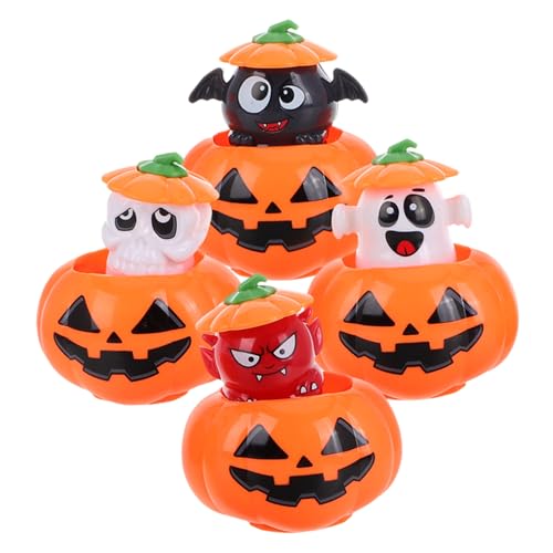 Zerodeko 4 Stück Teiliges Halloween Wind Up Set Leichte Kunststoff Kürbis Figuren mit Aufziehmechanismus Sichere Trick Treat Partygeschenke für Klassenraum Belohnung und Deko von Zerodeko
