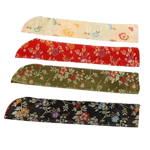 Zerodeko 4 Stück Teiliges Handfächertaschen aus Vintage Japanischer Stil Doppellagige Fächerhüllen Kompakt Langlebig mit Eleganter Spitze als Geschenk für Hochzeit Party Geburtstag von Zerodeko