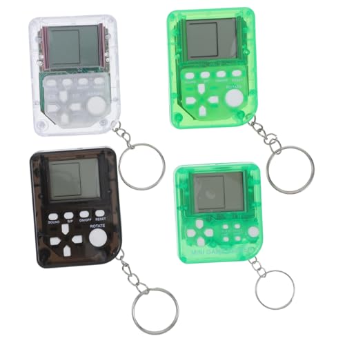 Zerodeko 4 Stück Teiliges Mini Retro Handheld Spielgerät Schlüsselanhänger Tragbare Klassische Brick Game Einheit mit Soundeffekten Transparent und Rechteckig Geeignet als Zufällige Farbe von Zerodeko