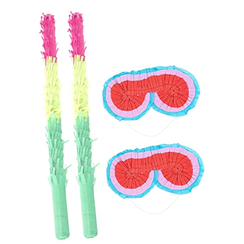 Zerodeko 4 Stück Teiliges Pinata Spielset mit Bunten Schlagstöcken und Pinata Augenmasken Partyzubehör für Kindergeburtstag Weihnachtsfeier Hochzeiten und Festliche Anlässe Sichere von Zerodeko