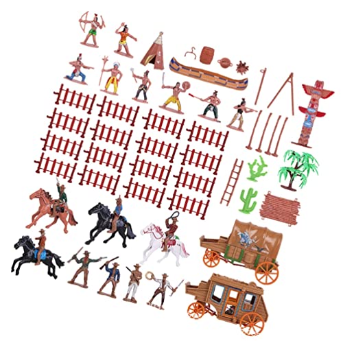 Zerodeko Western Kutsche 43Pcs Cowboys Figuren Wild West Cowboy- Spielzeug Mini American Model Educational Toy für Kinder Simulationsdekorationsszene Geburtstag Indiana Spielzeug von Zerodeko