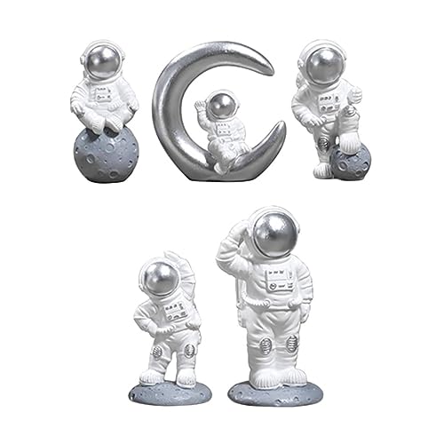 Zerodeko 5 STK Astronauten-Ornamente Spielzeug Für Draußen Astronautenfigur Spielzeug Heimdekorationen Cupcake-verzierung Cupcake-Ornamente Modellieren Schnickschnack Harz von Zerodeko