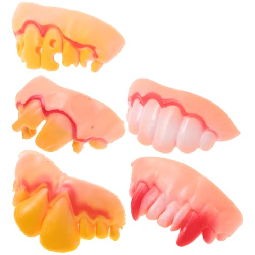 Zerodeko 5 Stück Lustige, Verrückte Künstliche Zähne, Spielzeug für Falsche Zähne Als Dekoration für Halloween, Ostern, Maskerade, Party, Zufällige Form, Mehrfarbig, Kunststoff von Zerodeko