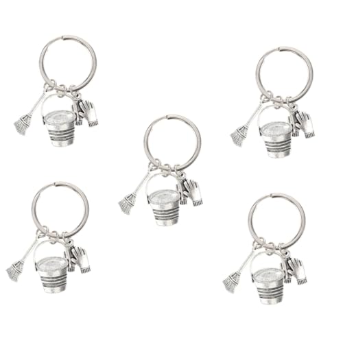Zerodeko 5 Stück Schlüsselanhänger Reinigungsset Eimer Besen Anhänger Rucksack Schmuck für Hauswirtschaft Pflege von Zerodeko