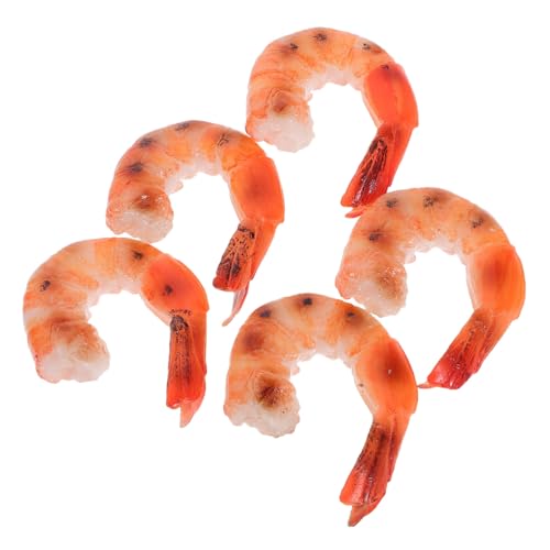 Zerodeko 5 Stück Teiliges Künstliche Gekochte Garnelen aus PVC Realistische Detailgetreue Fake Food Modelle für Küche Restaurant Schaufenster und Partydekorationen von Zerodeko