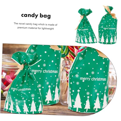 Zerodeko 50 Stück Teiliges Weihnachts Geschenkbeutel mit Zugband Bunte Candy Bags mit Festlichem Druck Verpackung für Süßigkeiten und Geschenke bei Weihnachten Geburtstagen Zufällige Farbe von Zerodeko