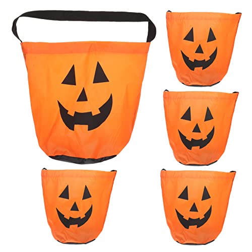 Zerodeko 5Stücke Halloween Kürbisbeutel Wiederverwendbare Geschenktüten für Süßigkeiten Snacks und Kleine für Kindergeburtstage und Halloween Partys von Zerodeko