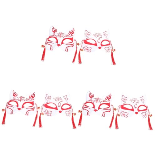 Zerodeko 6 Stk Halloween-Maske Karnevalsmasken dekorative Füchse Kinderkleidung Kleider einzigartige Fuchsmaske Cosplay-Füchse-Maske Hanfu schmücken Katze mit halbem Gesicht bilden PVC rot von Zerodeko