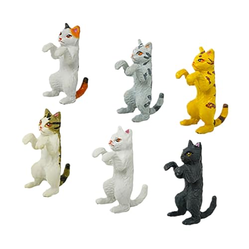 Zerodeko 6 Stück Teiliges Aquarium Deko mit Niedlichen Katzenfiguren Kreative Miniatur Tierstatuen für Fischbecken Langlebige und Detailreiche Aquarien Ornamente von Zerodeko