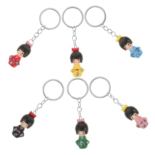 Zerodeko 6 Stück Teiliges Kimono Puppe Schlüsselanhänger Süße Cartoon Schlüsselanhänger für Taschen Rucksäcke und Dekoration Perfektes für Schüler und Sammler Zufällige Zufällige Farbe von Zerodeko