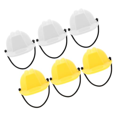 Zerodeko 6 Stück Teiliges Mini Sicherheitshelm aus Mini Bauhelm für Puppen für Kreative Bastelprojekte und Dekoration Puppenhäusern Weiße Gelbe Helme von Zerodeko