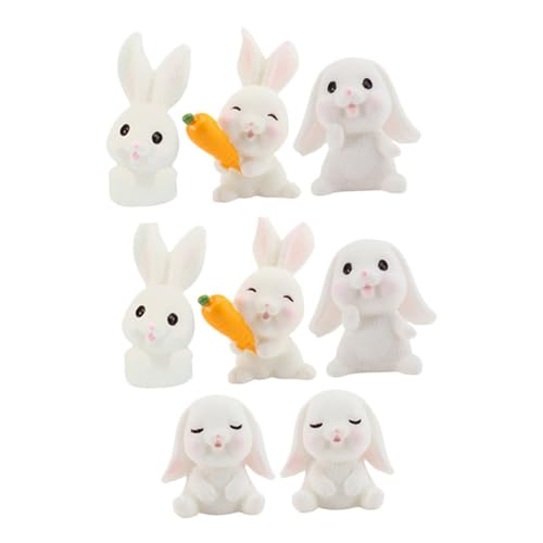 Zerodeko 8 Stück Kleines Weißes Kaninchen Modell Ornament Für Kleinkinder Mini Kleinkind Für Mädchen Mädchen Autos Kleinkind Für Jungen Auto Mädchen Tiermodell Harz von Zerodeko