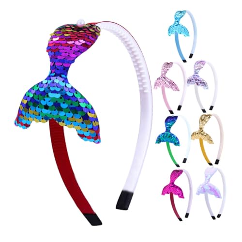 Zerodeko 8 Stück Meerjungfrau Stirnband Mädchenstirnbänder Mermaid Party Gefälligkeiten Haarband Für Mädchen Party-kopfschmuck Einzigartige Stirnbänder Karnevalshaarband Haarzubehör Stoff von Zerodeko
