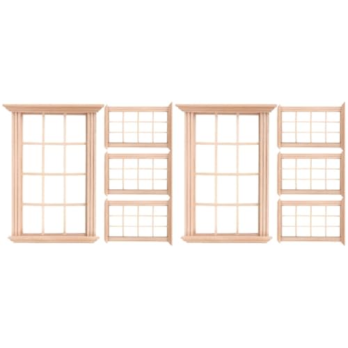 Zerodeko 8 Stück Puppenhaus-Fensterrahmen Puppenhaus-Fenster Im Maßstab 1:12 Puppenhaus-Fenster Aus Holz Winziges Puppenhaus-Fensterrahmen-Modell-Dekor von Zerodeko