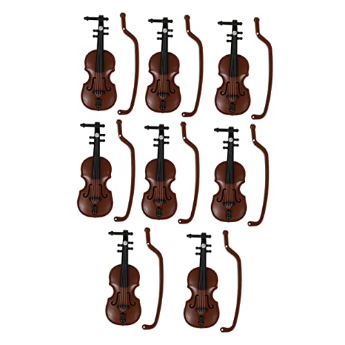 Zerodeko 8st Puppenhaus-Geige Geigenspielzeug Miniatur Musical Geige Mit Bogen Geigenmodell Spielzeug Miniatur-musikinstrumente Puppenhaus Geige Spielzeug Holzdekor Violine Plastik Zubehör von Zerodeko