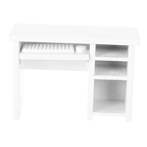 Zerodeko Computer für Puppenhaus Robuste Holz Möbel mit Laptop und Tastatur Zubehör für Rollenspiele und Kreative Szenen von Zerodeko
