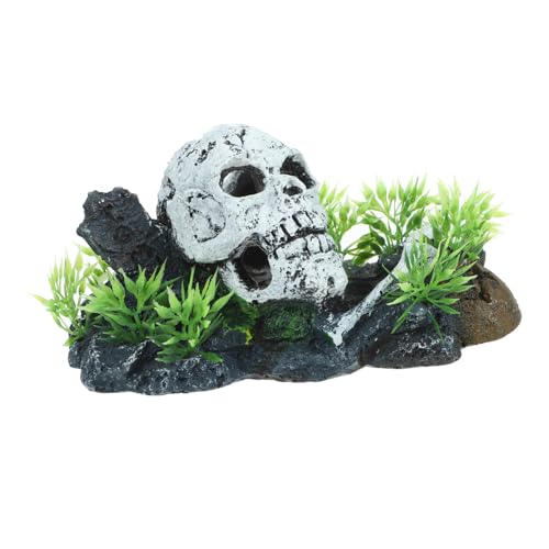 Zerodeko Dekorative Aquarium Skull Head Statue Realistisches Fisch Tank Ornament für Halloween Terrarien Langlebig Bietet Versteckmöglichkeiten für Fische von Zerodeko