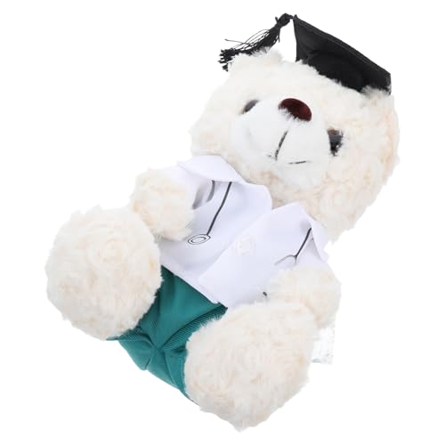 Zerodeko Doktorbär Stofftier Abschlussbär Plüsch Spielzeug Soft Bear Puppe Für Die Abschlusssaison 2025 Abschlussfeier Und Foto -requisiten Weißgrün von Zerodeko
