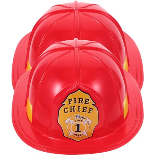 Zerodeko Erwachsenen-Feuerwehrmann-Kostüm-Helm 2 Stück Kunststoff-Feuerwehrmann-Hut Erwachsenen-Feuerwehrmann-Helm Feuerwehrmann-Helme Feuerwehrmann-Party-Dress-Up-Hüte Kopfbedeckung Für von Zerodeko