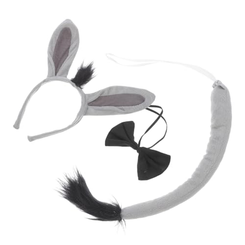 Zerodeko Esel Kostüm Set mit Haarreif Fliege und Niedliche Tier Kostüm Accessoires für Halloween Karneval und Party Bequemes Cosplay Zubehör für Erwachsene und Haustiere von Zerodeko