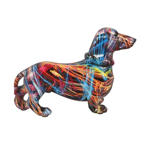 Zerodeko Bunte Hund Figur Aus Kunstharz Statue Mit Graffiti Design Für Zuhause Und Garten Niedliche Hundefigur Als Tischdekoration Tierstatue Mit Filigranen Details von Zerodeko
