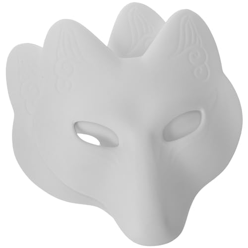 Zerodeko Fuchsmasken 2 Stück Katzenmasken DIY Weiße Pu-Ledermasken Halloween-Tiermaske Cosplay-Zubehör Maske Für Party Maskerade Halloween-Kostüm von Zerodeko