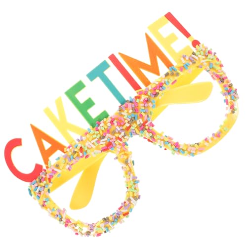 Zerodeko Happy Birthday-Brille Cake Time-Party-Brille Neuartige Party-Brille Kunststoff-Kostümbrille Geburtstagsfeier Fotoautomaten-Requisiten Für Ausgefallene Party-Zubehör Gelb von Zerodeko