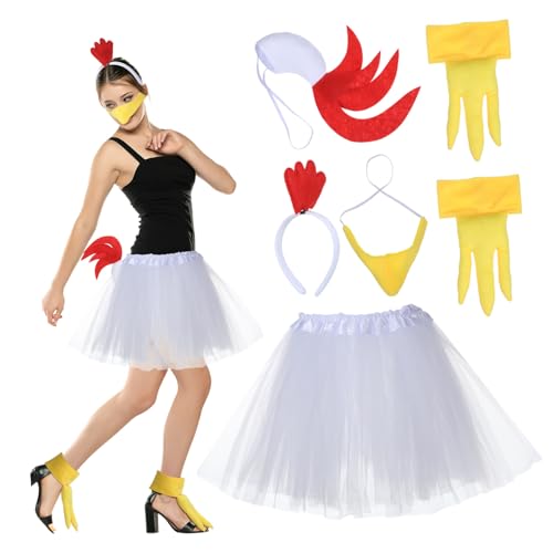 Zerodeko Huhn Kostüm Zubehör Set Teilig Weißes Feder Stirnband Küken Rock Party Cosplay Accessoires für Halloween Festliche Verkleidung Zerodeko Huhn Kostüm Zubehör Set Teilig Weißes Feder Stirnband Küken Rock Party Cosplay Accessoires für Halloween Festliche Verkleidung von Zerodeko