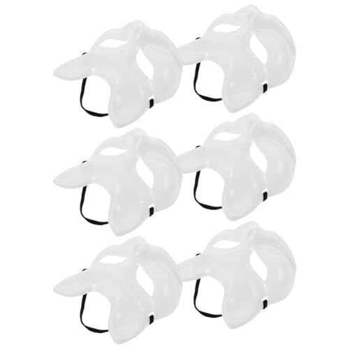 Zerodeko Katzen-Therian-Masken: 6 Stück Weiße Tiermasken Blanko Unbemalt Halbe Diy-Maskenmaske Kostüm-Requisiten Für Ostern Kinder Karneval Cosplay Partyzubehör von Zerodeko