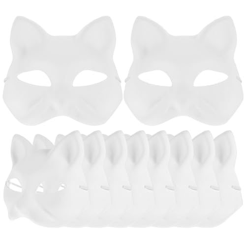 Zerodeko Katzenmasken 20 Stück Weiße Papierfuchsmasken Wolfstier Halbe Leere Maske Unbemalt Diy-Farbe Maskerademasken Kostüm-Requisiten Für Karneval Cosplay Tanz von Zerodeko
