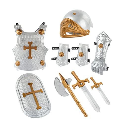 Zerodeko Knight- Kostüm für Kinder Kinder Knight Cosplay- Kleider mit Rüstung Helm Schwert Beil Schild Halloween- Soldat- Cosplay- Kostüm- Performance- Kostüm für Jungen (9 Pcs) von Zerodeko