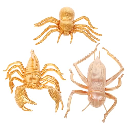 Zerodeko Lifelike Insektenmodell Set mit Grille und Spinne Detailgetreu PVC Langlebig Goldener Dekorativ für Wohnzimmer Schlafzimmer Halloween Dekoration von Zerodeko