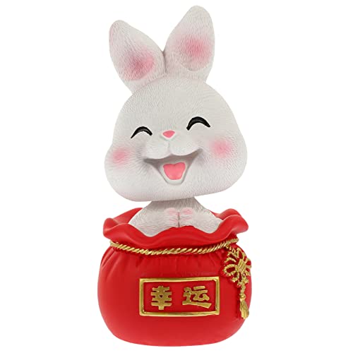 Zerodeko Mini Kaninchen Figurine Mit Wackelkopf Für Auto Und Wohnraumdekoration Niedliches Leichtes Deko-Accessoire Für Garten Und Ostern von Zerodeko