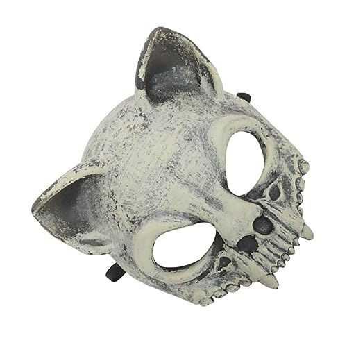 Zerodeko Ornament Maske Kostüm Horrorschädel halber Schädel Cosplay-Gesicht gruseliger Tierschädel the hallow halloween Cosplay-Requisiten Party-Requisiten Skelett Kleidung 3d Pu von Zerodeko