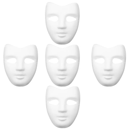 Zerodeko Pappmaché-Maske 5 Stück Weiße Schlichte Masken Diy Unbemalt Maskerade-Masken Blanko Bemalbare Vollgesichtsmaske Weiße Opernmaske Für Bastel-Mardi-Gras-Tanz-Cosplay-Party von Zerodeko