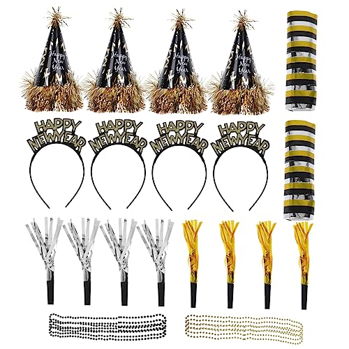 Zerodeko Party Deko Set Neujahr Teilig mit Schwarzem und Goldfarbenem Perlen Ketten Hut Festival Party Accessoires für Festliche Feiern und Unvergessliche Zerodeko Party Deko Set Neujahr Teilig mit Schwarzem und Goldfarbenem Perlen Ketten Hut Festival Party Accessoires für Festliche Feiern und Unvergessliche von Zerodeko