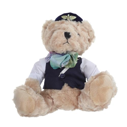 Zerodeko Plüsch Bär Airline Stewardess Süßes Stofftier Uniform für Rollenspiele Dekoration und Sammlerstück Kreativität Fördern Verschenken von Zerodeko