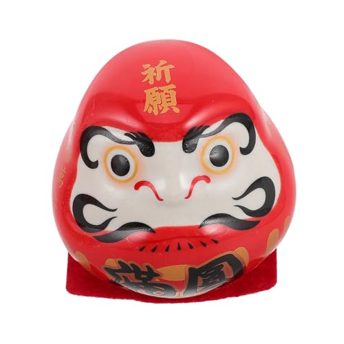 Zerodeko Rote Bodhidharma-Ornamente Kleiner Japanisches -puppenstatue Japanische Gartendekoration Im Freien Dekorationen Japanische Statue Keramik von Zerodeko