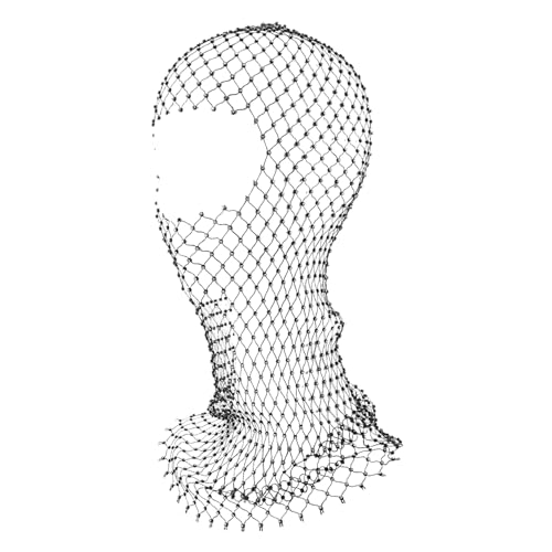Zerodeko Schwarze Kristallnetzmaske für Damen Elastisches Glitzer Turban Haarband Vielseitige Gesichtsmaske für Partys Halloween Karneval Stilvolles Accessoire mit Strasssteinen von Zerodeko